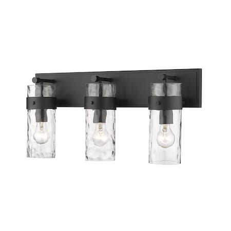 Z-Lite Fontaine 3 Light Vanity, Matte Black & Clear 3035-3V-MB